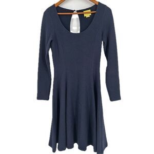 Anthropologie Maeve Navy Blue Fit and Flare Long Sleeve Midi Women's Size‎ Small